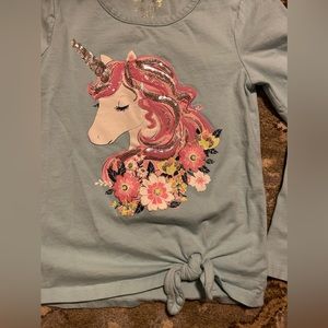 Super cute detail/sequin unicorn long sleeve girls tshirt